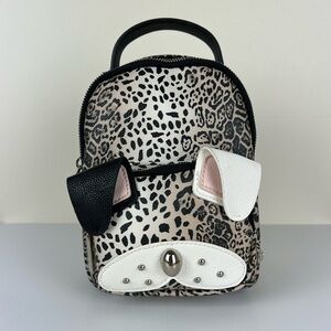Betsey Johnson | French Bulldog Oatmeal Black & White Animal Print Mini Backpack